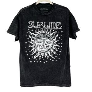 Officially Licensed Sublime Classic Sun T-Shirt Black Acid Wash Medium NWOT
